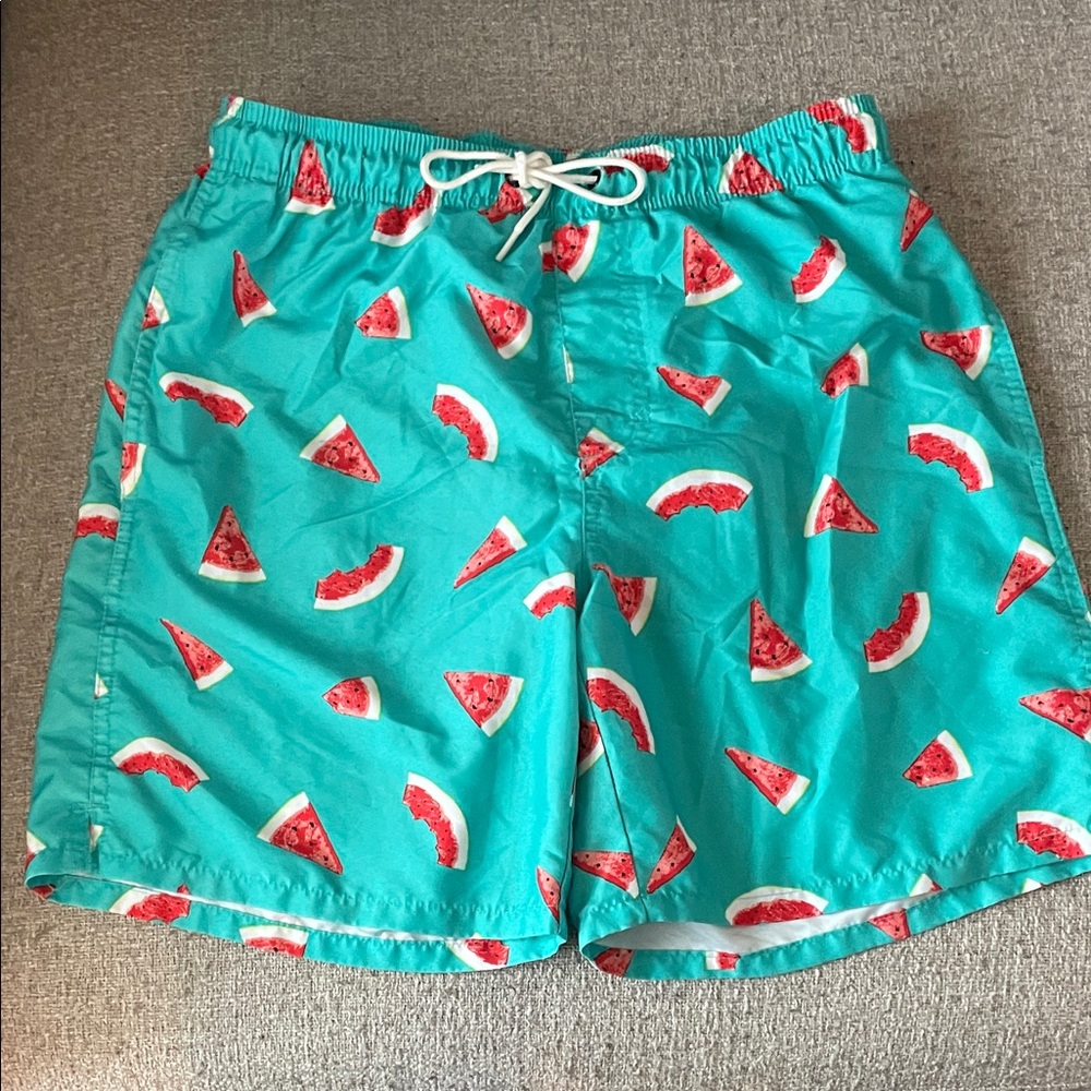 Old Navy Teal Swim Trunks with Watermelon Print